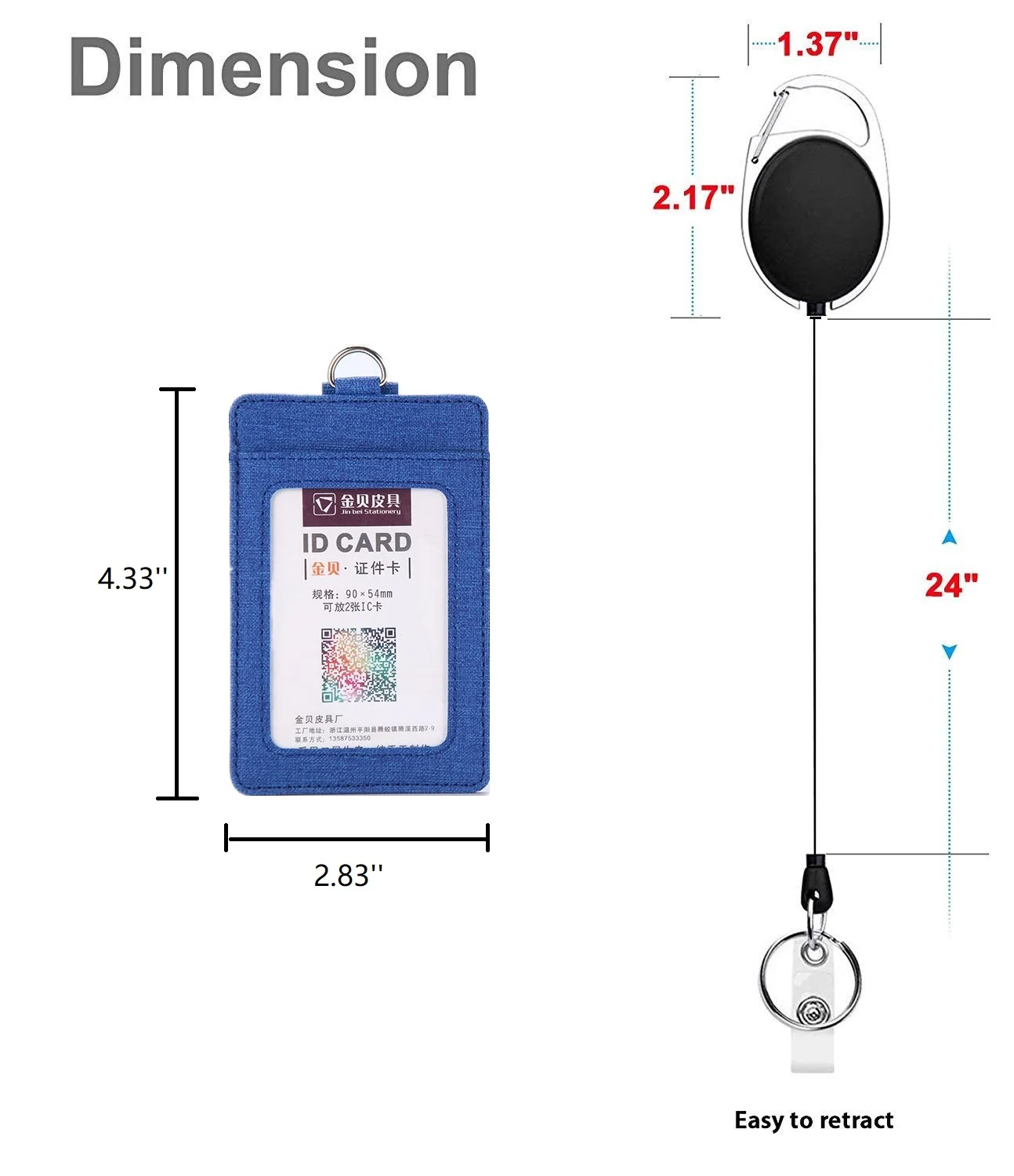 Porte-Danemark ge Rétractable en Cuir PU pour Homme et Femme, Juste Transparente pour Carte d'Identité, Carte de Crédit Bancaire, Passe de Bus, 1 Pièce