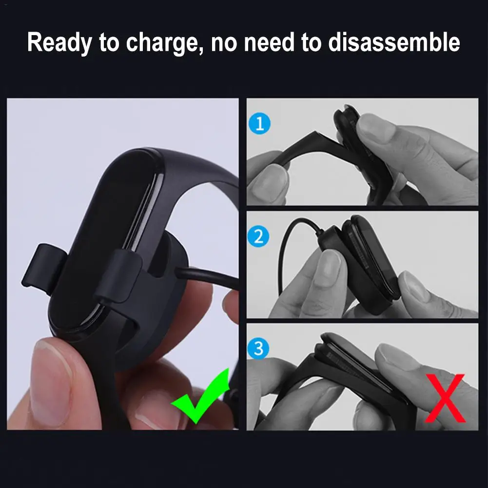สายชาร์จอย่างรวดเร็วสำหรับ Xiaomi Band 4สร้อยข้อมือ Clip-On ประเภทโดยไม่ทำร้ายหน้าจอ USB ชาร์จสายเคเบิลอะแดปเตอร์สำหรับ MI Band 4