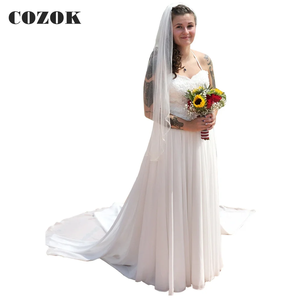 Chiffon Wedding Dresses A-line Sweetheart Lace Beaded Elegant Formal Women Bridal Wedding Gowns CZ05