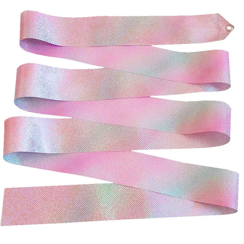 2M/4M Flashing Star Gym Ribbons Dance Ribbon Art Gymnastics Ballet Streamer Twirling Rod Rainbow Stick Training Kids Toys