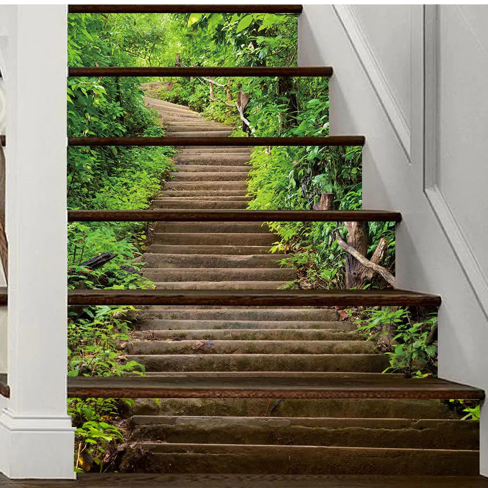 DIY Forest Stairway Stickers for Stair Decoration Waterpoof Removable Self-adhesive Vinyl Staircase Home Decor Stairs Renovatie