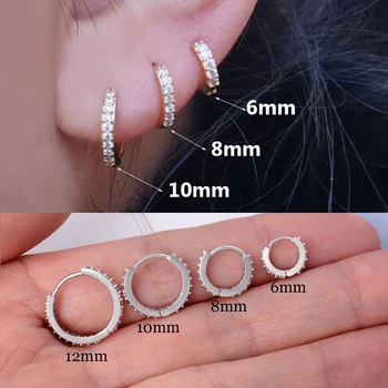 1 Uds. Pendientes de aro de circonio de cristal exquisitos a la moda para mujer, pendiente de hélice para cartílago de arcoíris, pendiente para el trago, joyería para Piercing corporal