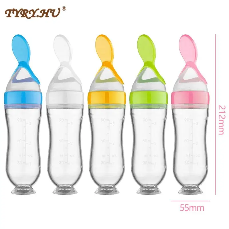 1PC Baby Feeding Bottle Toddler Silicone Squeeze Feeding Spoon Milk Bottle Baby Training Feeder Food Supplement