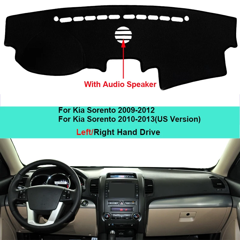 For Kia Sorento 2009 2010 2011 2012 2013 2 Layers Car Dashboard Cover Carpet Cape Rug Pad Carpet Dashmat Sun Shade Protector