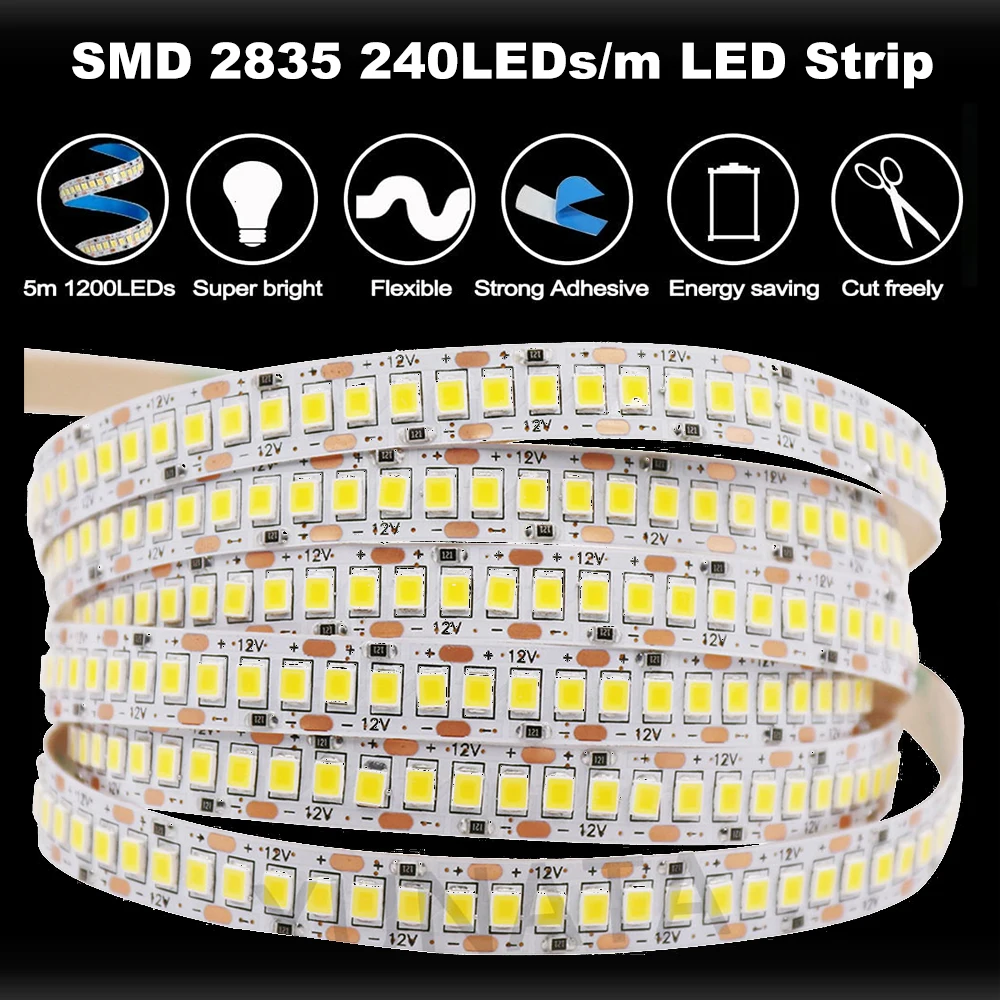 2835 Led Strip Light 12V 240LEDs/m Super Bright White Warm White LED Strip Tape Waterproof Lamp Light Strips IP65/67 Home Decor