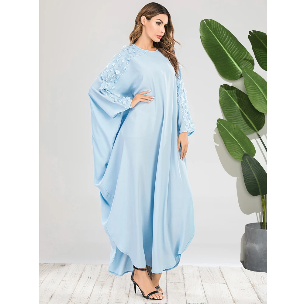 Abaya-Robe arabe en dentelle pour femmes musulmanes, manches chauve-souris, vêtements islamiques, Djellaba du moyen-orient, Ramadan, Dubaï, Kaftan, Farasha