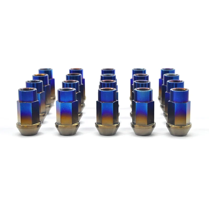 Tiremet 1Pc GR5 M12X1.25/1.5X40mm Cone Tapper titanium wheel Lock lug Nut Open End Racing car Burnt Blue Factory price