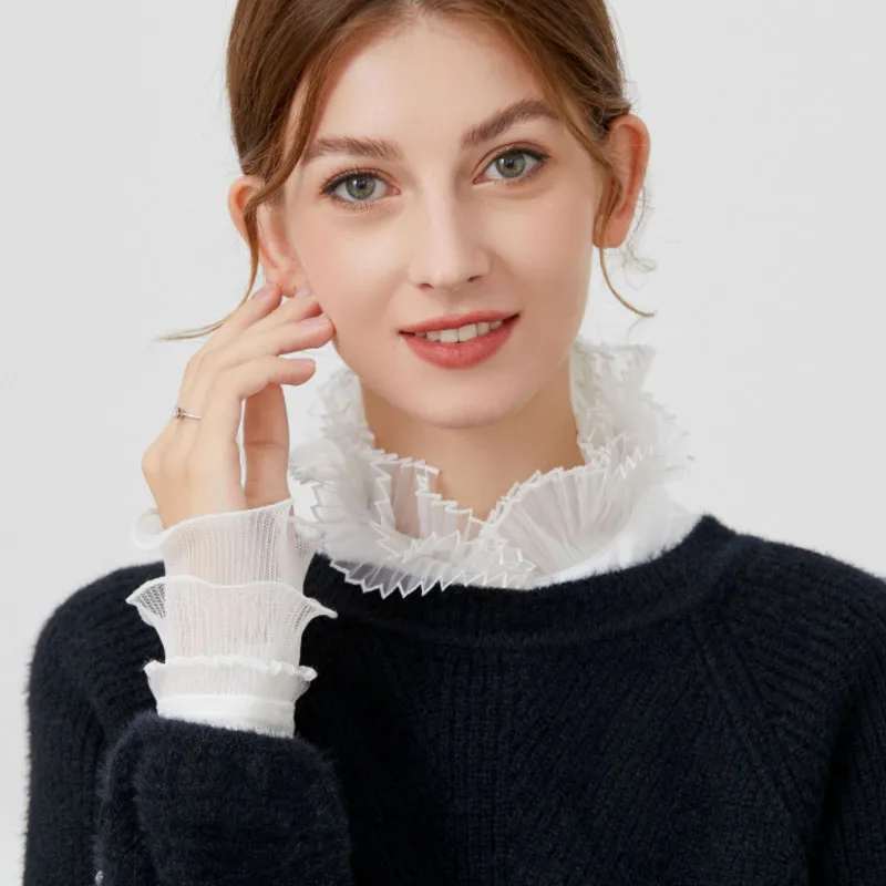 

Ruffle Fake Collar Women Detachable Collars Fake Cuff White False Collars Woman Stand Faux Col Half Shirt Clothes Accessories