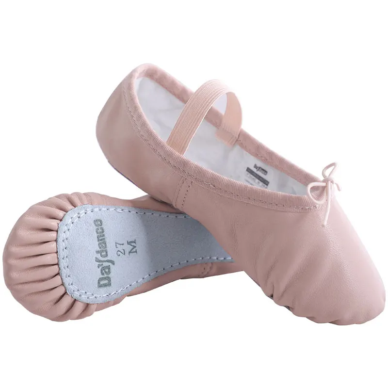Zapatos de Ballet de cuero genuino, zapatillas de baile, zapatos de gimnasia, zapatos de baile para mujer y niña, zapatos de Ballet con cordones de