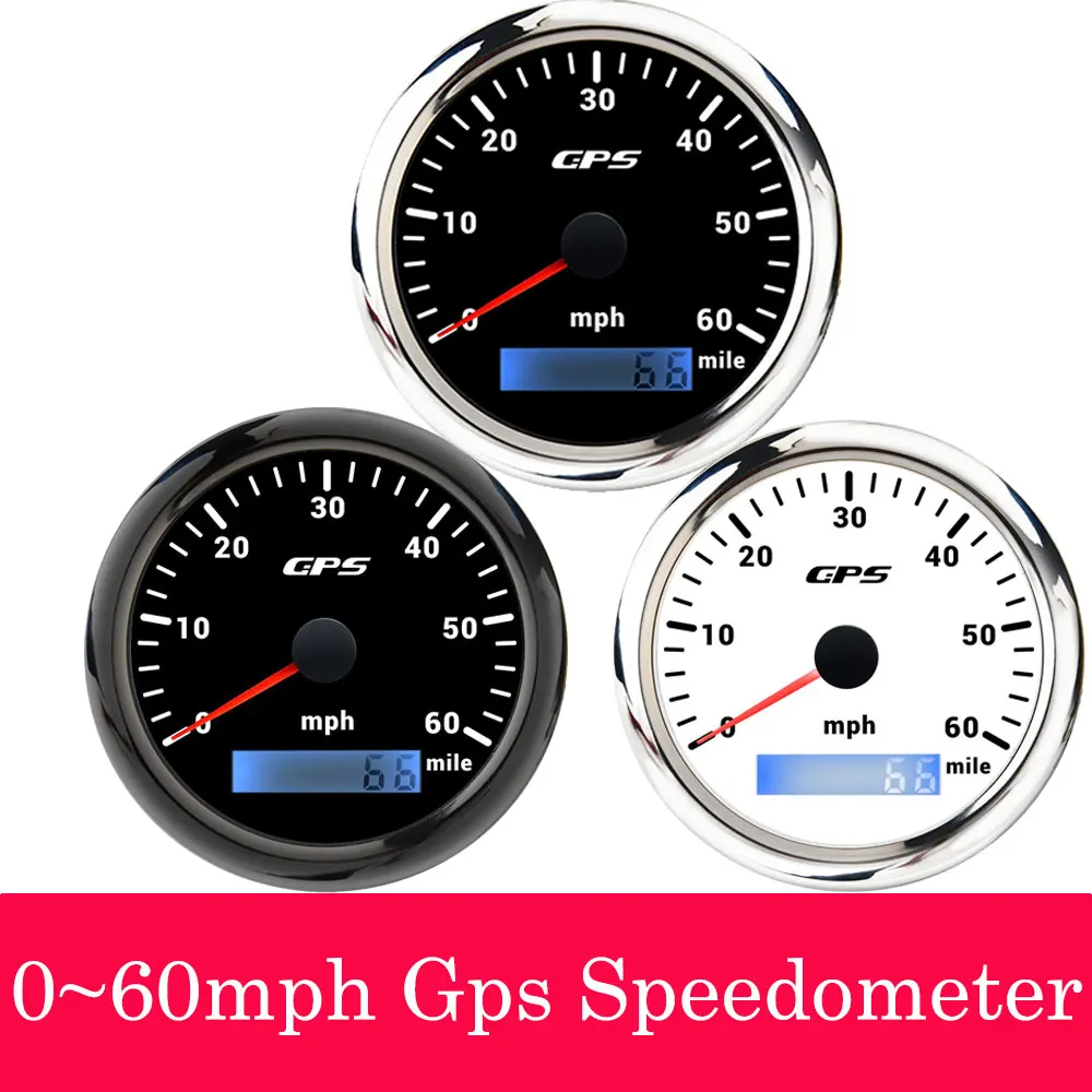 Universal Speed Meter Odometer Gauge Motorcycle 85mm GPS Speedometer Gauge with GPS Sensor MPH Mile  For Car BoatTruck9-32V