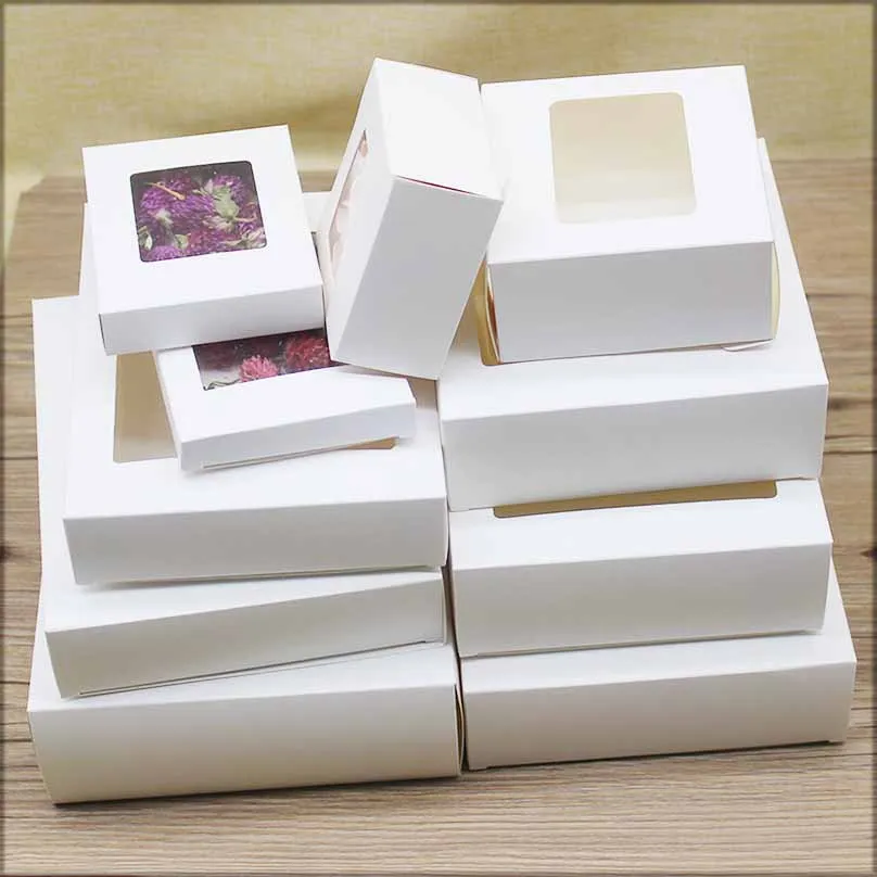 10pc Mulit size window box jewelry packing box white big gift package box wedding candy favors decoration box party suppiles