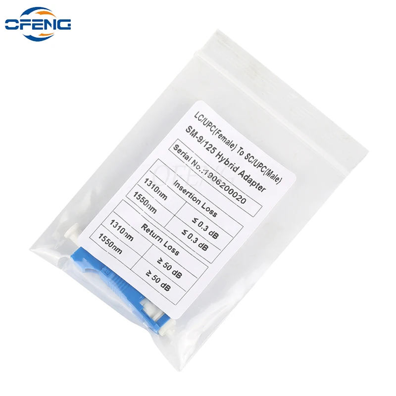 Single Mode Simplex Fiber Optic SC Male to LC Female Hybrid Optical Adaptor Converter with Embedded Connector Customized