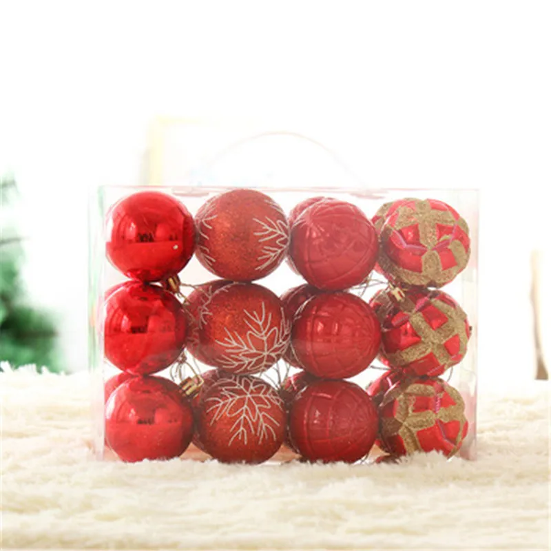 

24pcs/set Christmas Balls Tree Decoration 6cm Gold/Sliver Powder Bright Painted Balls xmas Decorations Hanging Tree Pendants