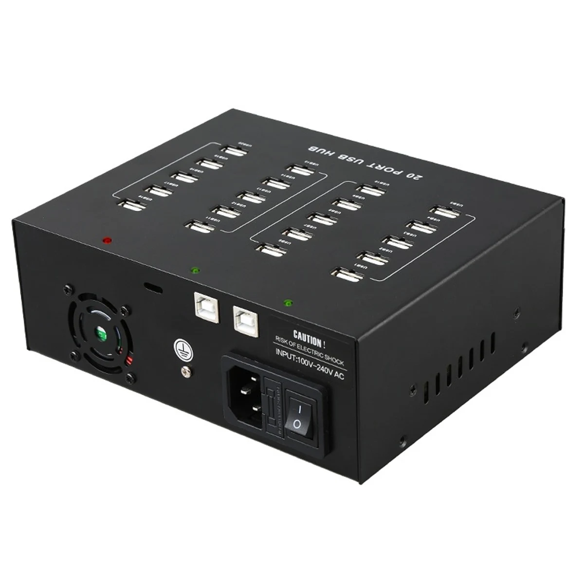 Sipolar Industrial Grade 100V-240V 20 Ports USB 2.0 Data Hub with 5V 22A Power Adapter for 3G Modem Police Body Camera A-210P