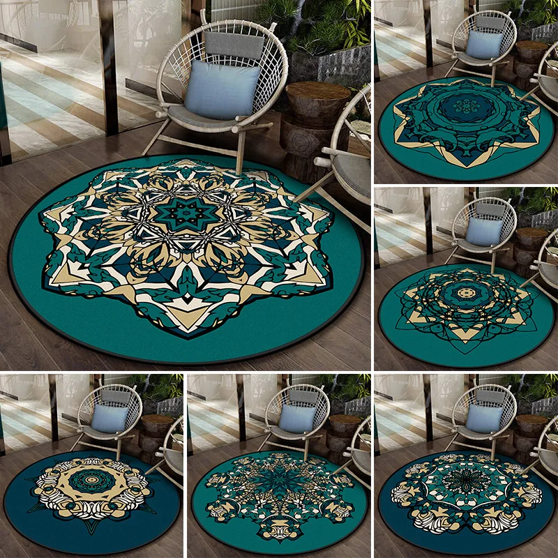 

New Bohemia Floor Mat 3D Mandala Pattern Carpet Retro Ethnic Antiskid Round Carpets For Living Room Kids Computer Chair Area Rug