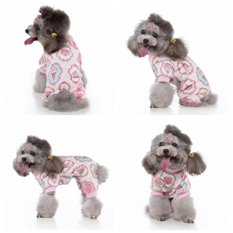 Winter Dog Clothes Pet Print Jumpsuit Pajamas for Small Dogs Cat Puppy Clothing for Chihuahua Yorkies Pomeranian Puppy Clothing