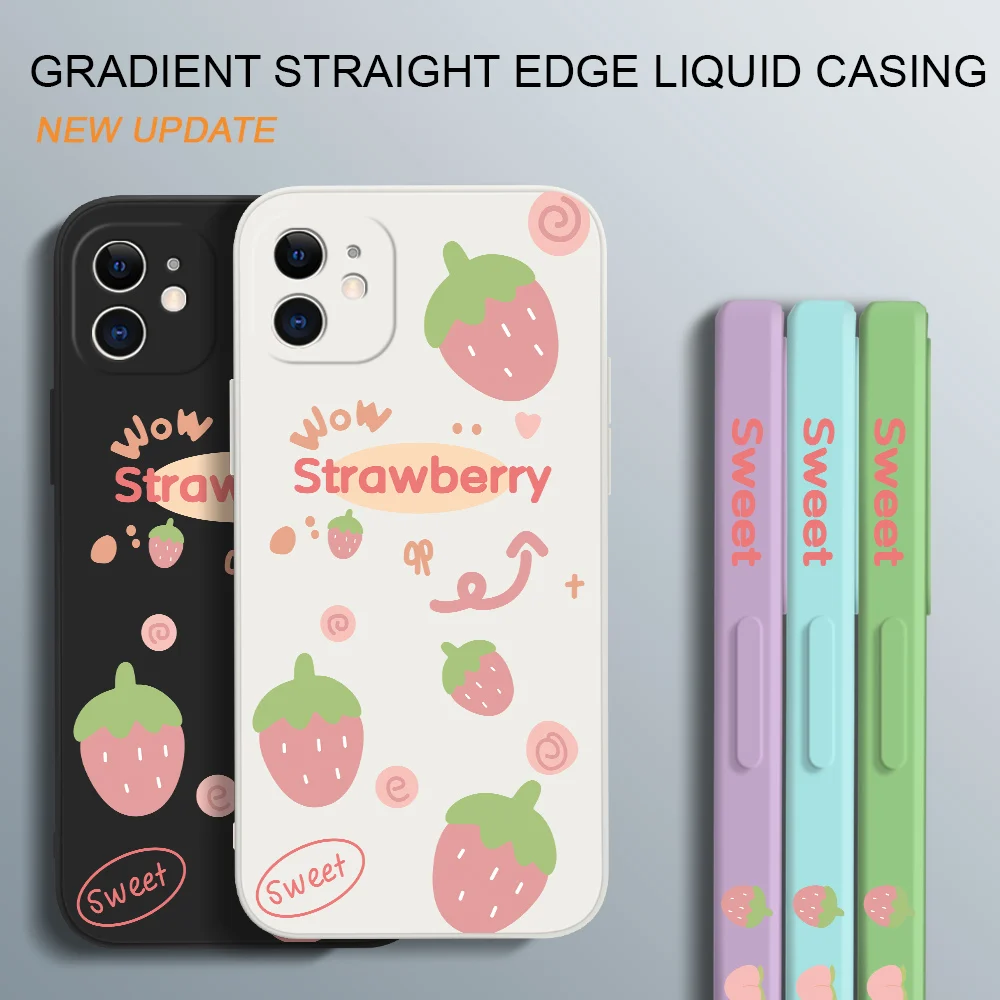 Pink Strawberry Silicone Full Camera Protect Case Cover For Xiaomi Poco F3 X2 X3 Pro GT Mi 11 Lite 5G 10T 10 Pro 9 9T 9SE 8 6 6X