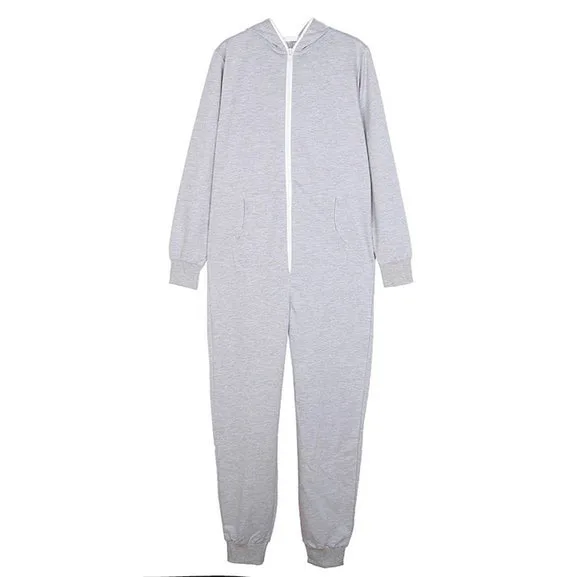 Elegant Women White Solid Onepieces Jumpsuit Pajama Comfortable Warm And Soft Homwear Winter Casual Hooded Pajama Kigurumi