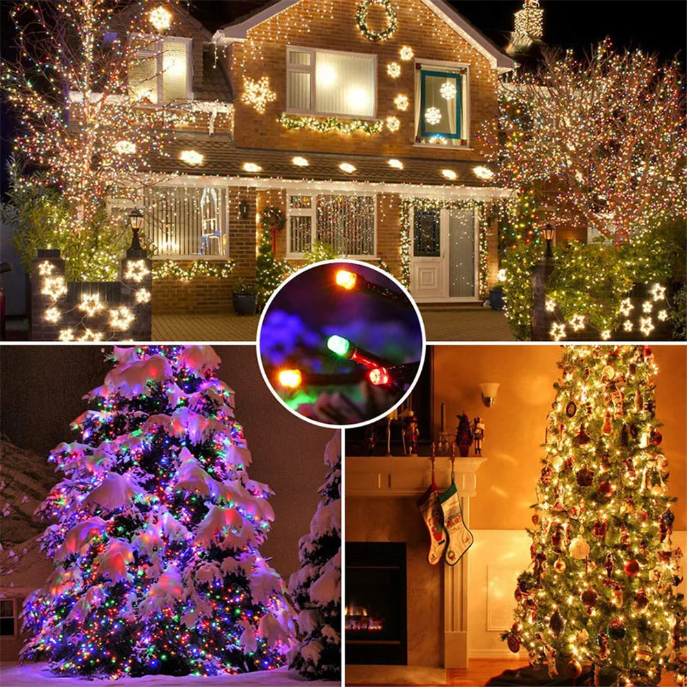 100/200 Leds  8 Modes Waterproof Outdoor Christmas String Lights Holiday Garland For New Year Wedding Party Xmas Decoration