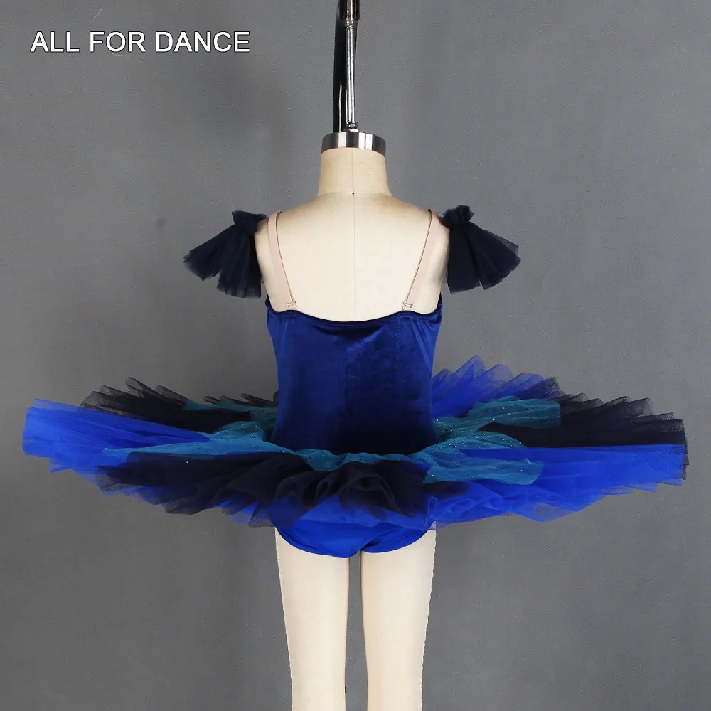 BLL415-Robe tutu pansement corsage en velours bleu marine pour filles et femmes, tutu de danse de ballet pré-professionnel, performance ou danse en solo