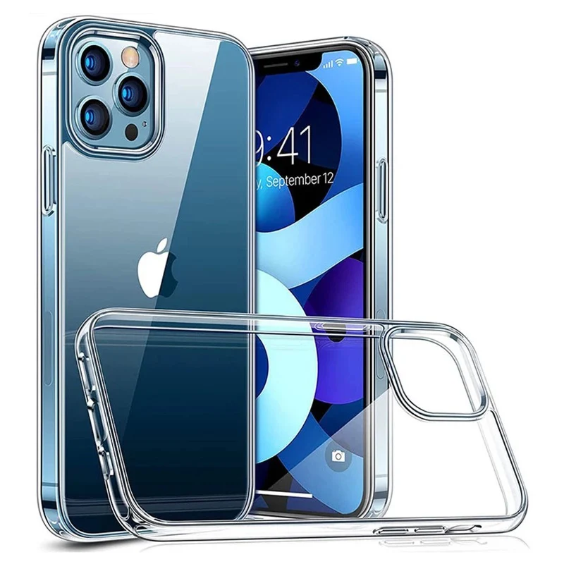 Funda transparente para iPhone 11 12 13 14 15 Pro Max, silicona TPU suave para iPhone X XS Max XR 8 7 Plus, cubierta trasera clara 2