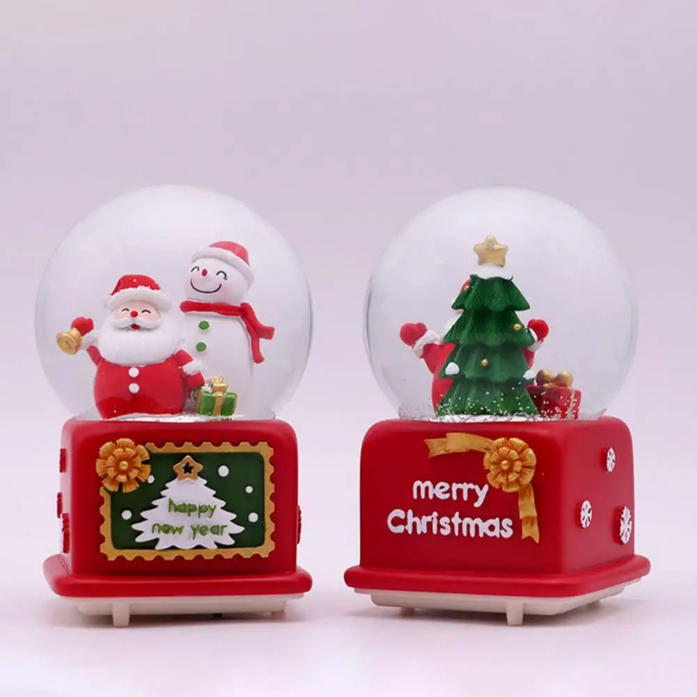 Globo de nieve decorativo de Santa Claus, adornos navideños de dibujos animados en 3D, globo de nieve de música en miniatura