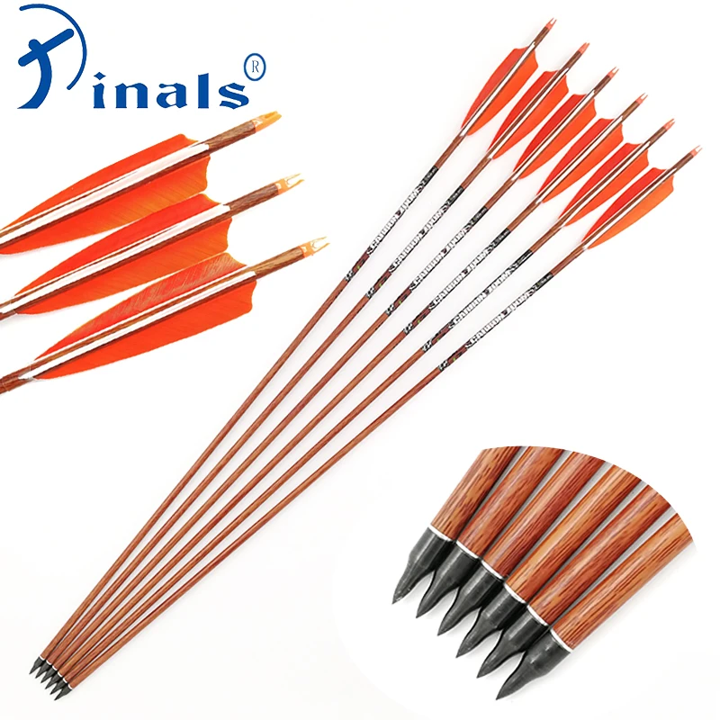 

Pinals Archery Carbon Arrows Wood Skin Spine 400 500 600 32'' Shafts 5inch ID6.2 Turkey Feathers Compound Recurve Bow Hunting