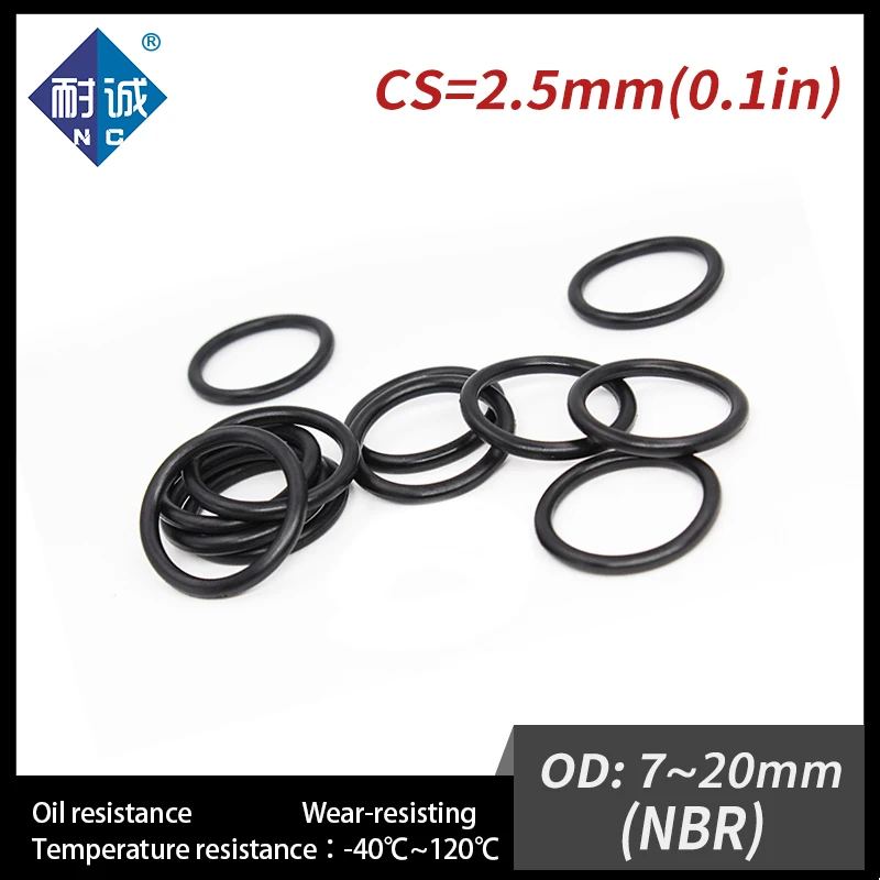 20PCS/Lot Nitrile Rubber Black NBR CS2.5mm OD7/8/9/10/11/12/13/14/15/16/17/18/19/20*2.5mm O Ring Gasket Oil Resistant Waterproof