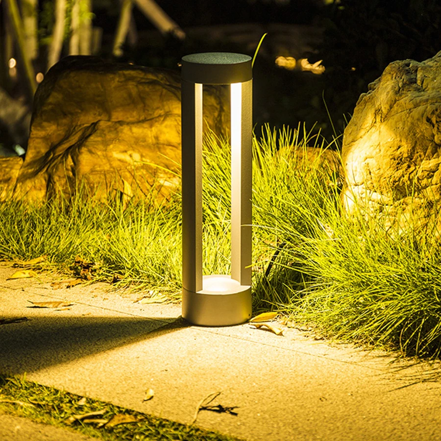 60ซม.LED Ground แทรกโคมไฟสนามหญ้าโมเดิร์นอลูมิเนียมกันน้ำกลางแจ้ง Garden Pillar Light Villa Patio Pathway สนามหญ้า Bollards โคมไฟ