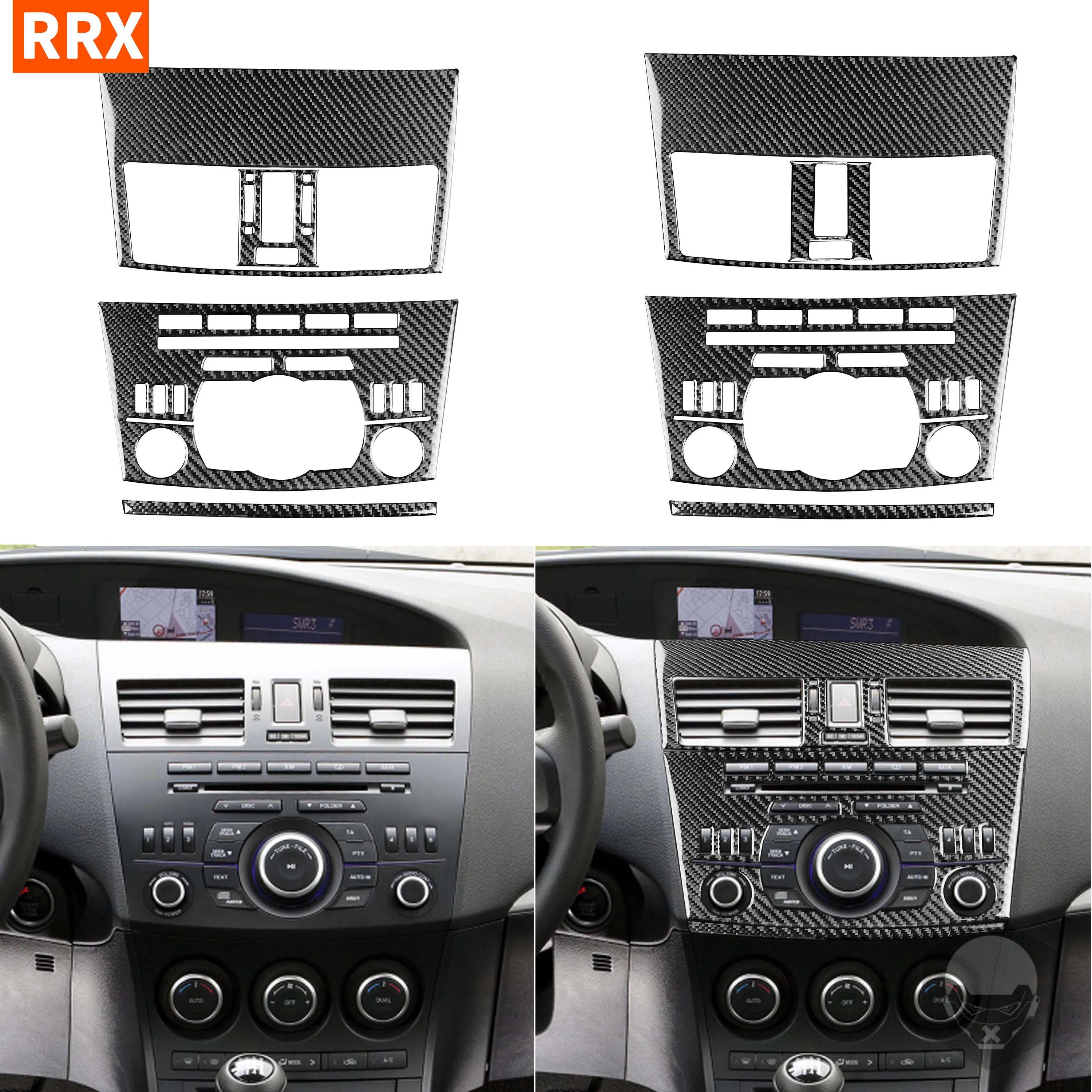 

For Mazda 3 Axela 2010-2013 Carbon Fiber Sticker Central air outlet radio control Panel Cover Car Inside Accessories Decorative