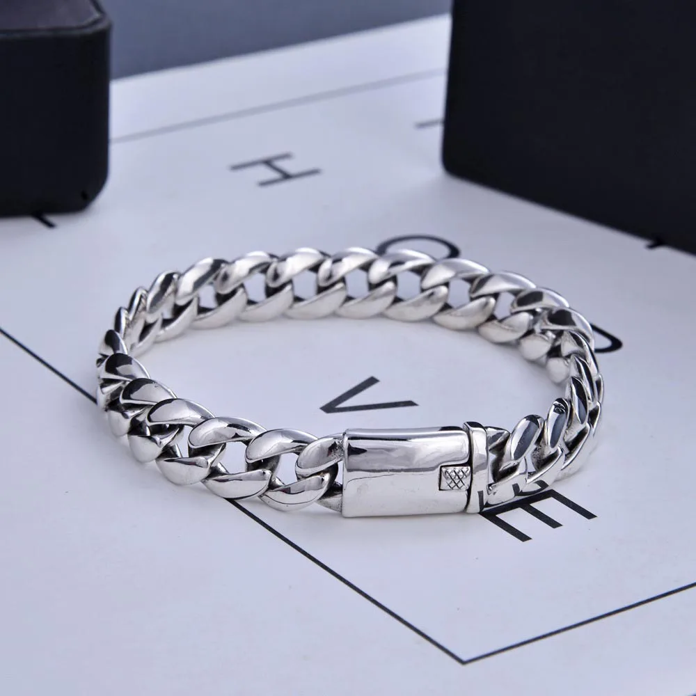 925 Sterling Silver Curb Chain Link Bracelet Women Men Miami Solid Bracelets high quality Women Girls Fine Jewelry For Couples