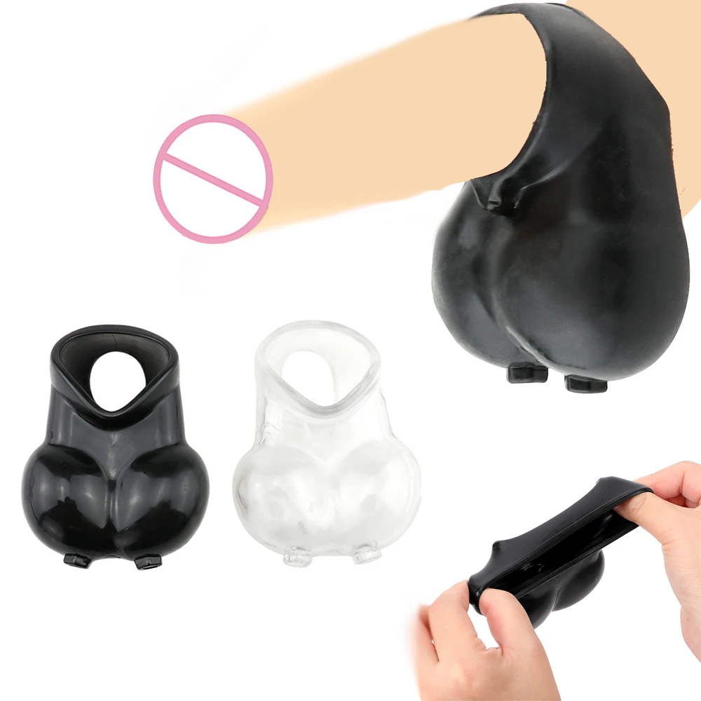 Reusable Penis Rings Soft Scrotum Bondage Delay Ejaculation Chastity Cage Ball Stretcher Cock Sleeve Sex Toys Male Adult Product