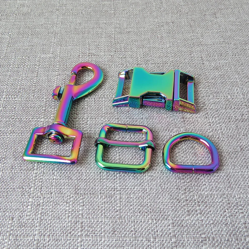 

20Sets/Lot 20mm Metal D Ring Belt Straps Slider Side Release Buckle Carabiner Hook For Dog Collar Leash Harness DIY Accessories