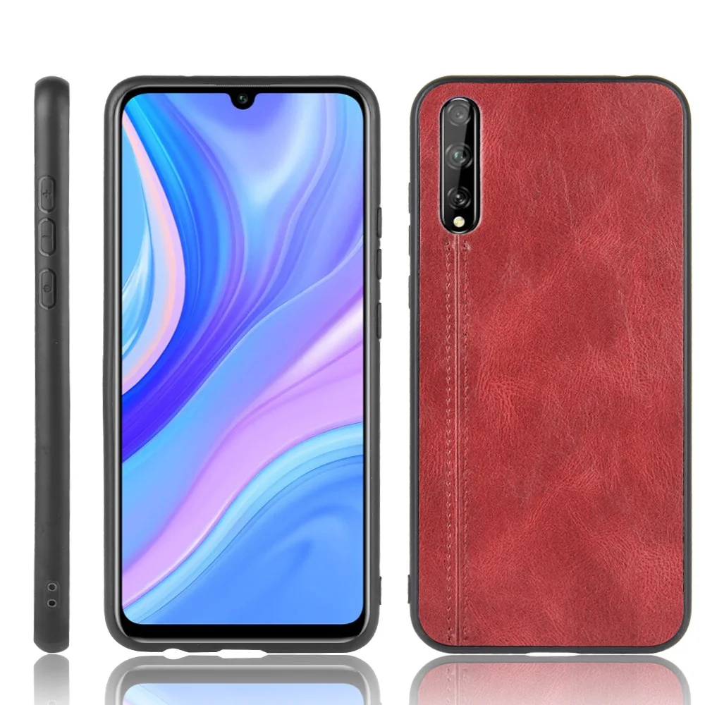 For Huawei Y8p Case Huawei Y8P AQM-LX10 Suture Calfskin Soft Edge PU Leather Hard Phone Cover For Huawei Y8 P 2020 Back Case