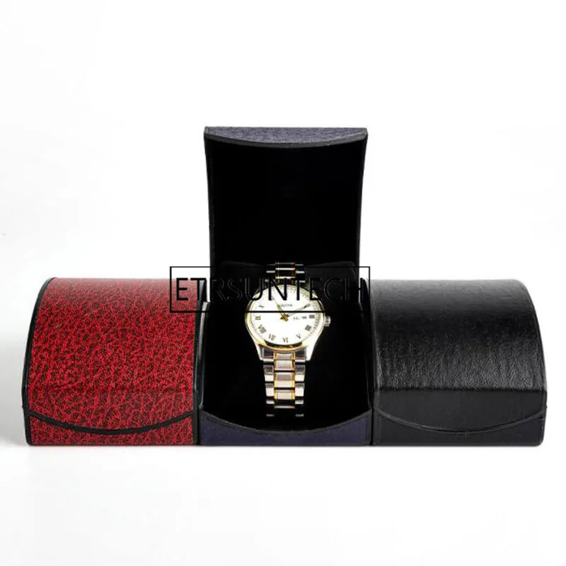 

100pcs Luxury Wristwatch Box Display Case Gift For Jewelry Bracelet Watch Faux Leather Holder