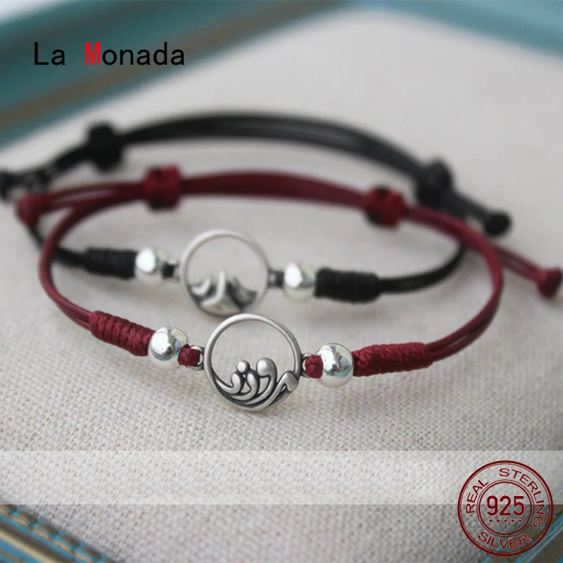 La Monada Mountain Couple Red Thread For Hand 925 Sterling Silver Bracelet Red Thread String Rope Bracelets For Women Silver 925