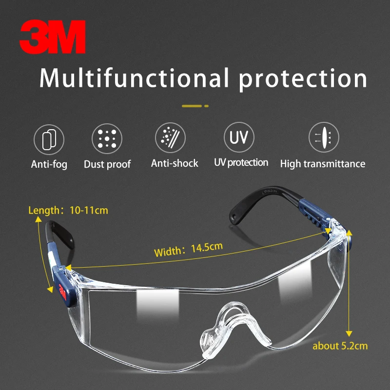 3M-gafas protectoras 10196, lentes de seguridad auténtica con espejo, ajuste hacia arriba y hacia abajo, airsoft, Anti-UV 99%