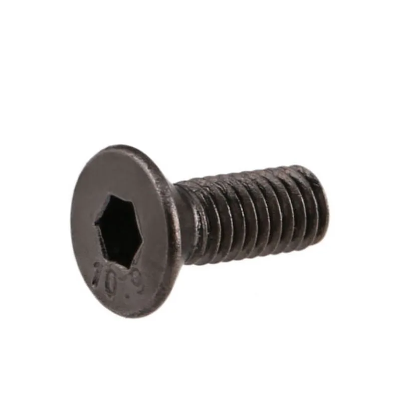 Black Nickel Plating Grade 10.9 Carbon Steel Hex Hexagon Socket Flat Head Screws Countersunk Head Screw Bolts M2-M6 DIN7991