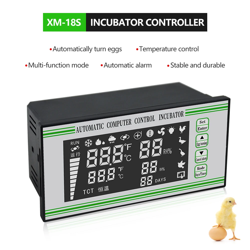 Digital Temperature Controller Humidity Incubator Controller XM-18S For Egg Hatching Digital Thermostat 220v With Sensor xm18