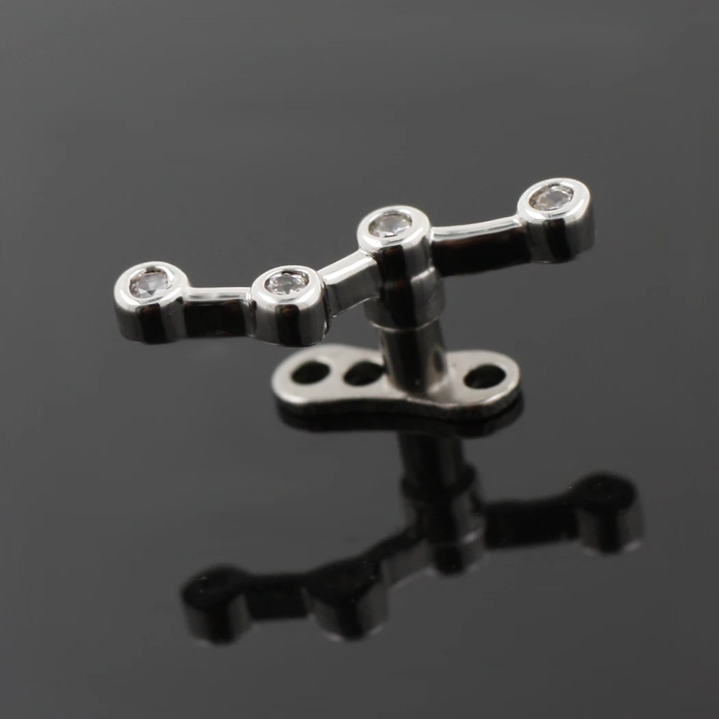 JHJT 1PC Dermal Anchor Top with Base Micro Dermal Piercings Skin Diver Crystal Gem Surface Piercings Implants Sexy Jewelry