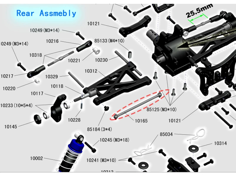 VRX Racing Parts Rear Dogbone 10165 Central Rear Shaft 10320 fit 1/10 scale 4WD RC Car RH1006 RH1007 Nitro Spirit Buggy