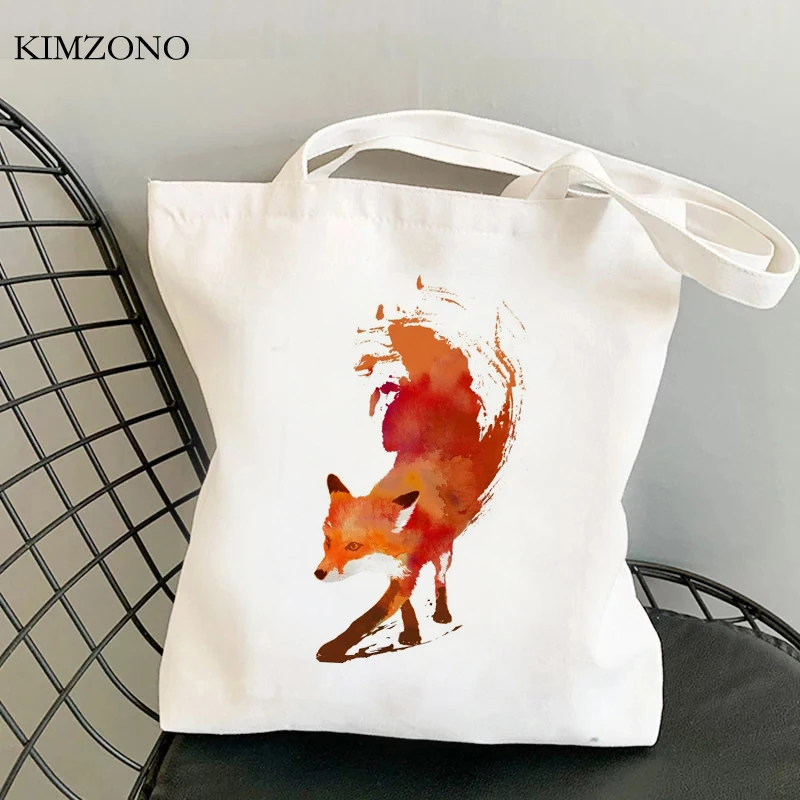 Fox shopping bag canvas recycle bag grocery tote eco shopper bag sac cabas boodschappentas grab