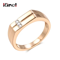 Kinel Hot Men Cool Smooth Rings 585 Rose Gold Big Size Natural Zircon Party Ring For Women Ethnic Wedding Jewelry Fashion 2021