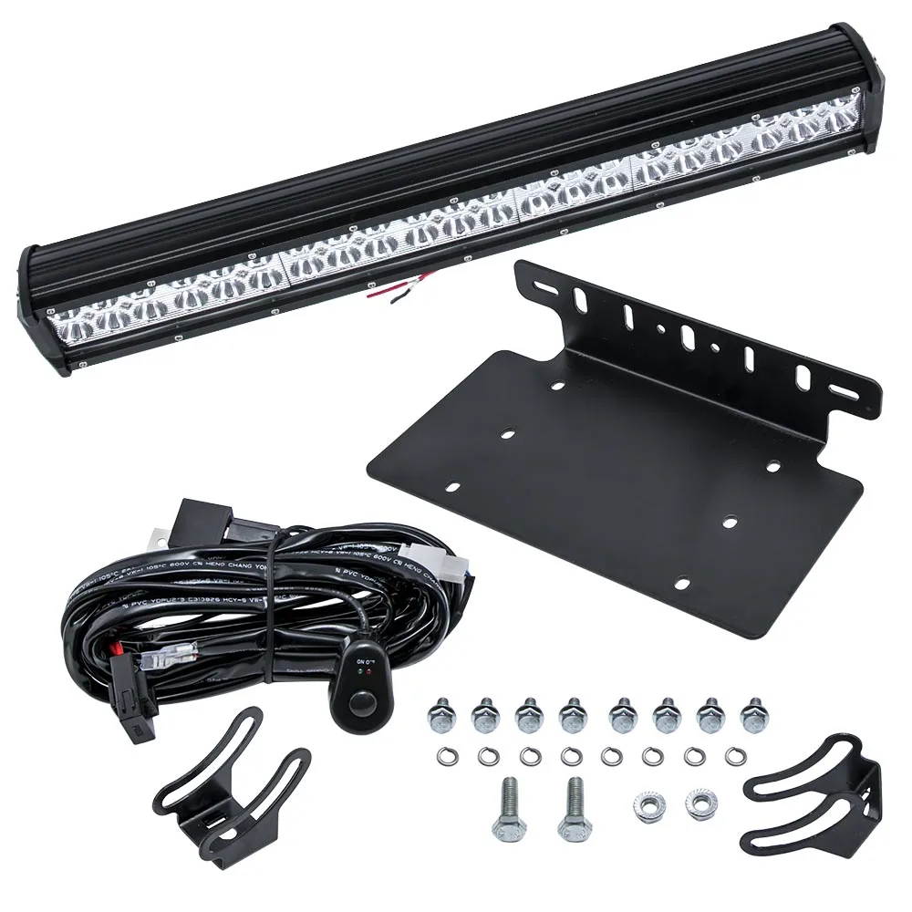 126W LED Light Bar For Ford Truck Car Front License Plate Bracket Kit Wiring