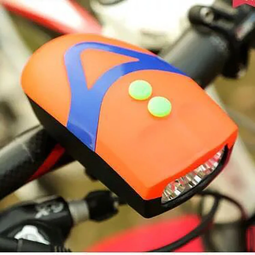 3 Led Fietsverlichting, Super Heldere Fiets Voorlicht, Waterdicht 3 Modi Fietsen Licht Zaklamp Zaklamp Zaklamp Met Hoorn, Zwart, Oranje