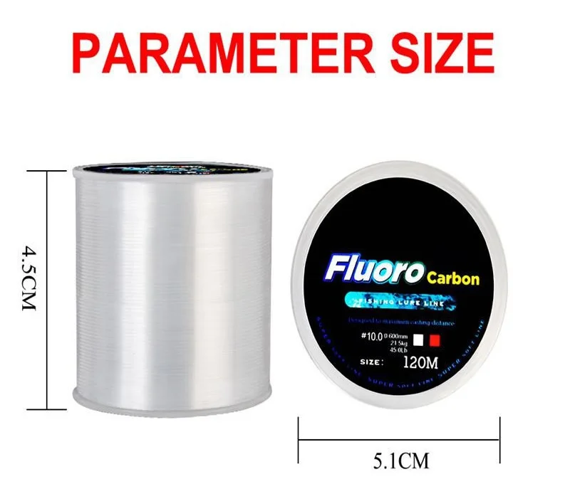 FLYSAND 120M Fluorocarbon Coating Fishing Line 0.20mm-0.60mm 7.15LB-45LB Carbon Fiber Leader Line Lure Wire Sinking Line Japan