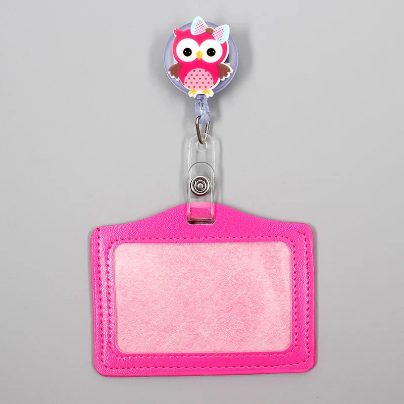 Cartoon Cute Owl Retractable Badge Holder Reel Exhibition Enfermera Student Boy Name Card Girl Hospital Office Chest  Cross Card