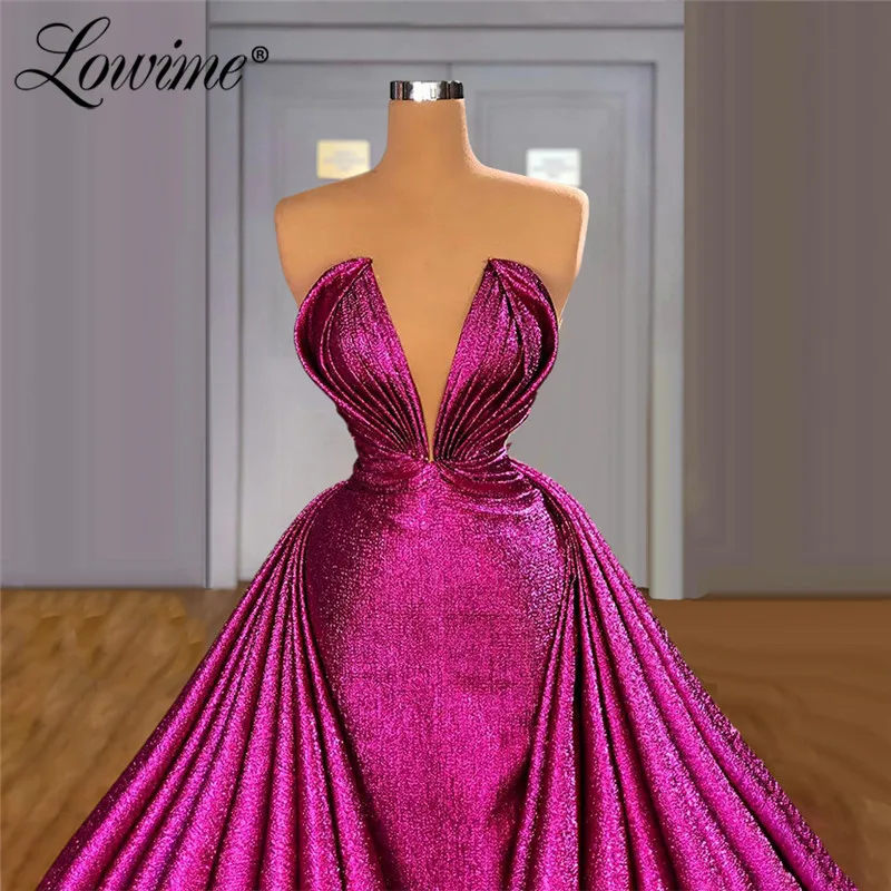 Lowime – Robe De Soirée longue rose profond pour femmes, tenue De fête, De mariage, De bal, avec plis, Couture, célébrité, 2021