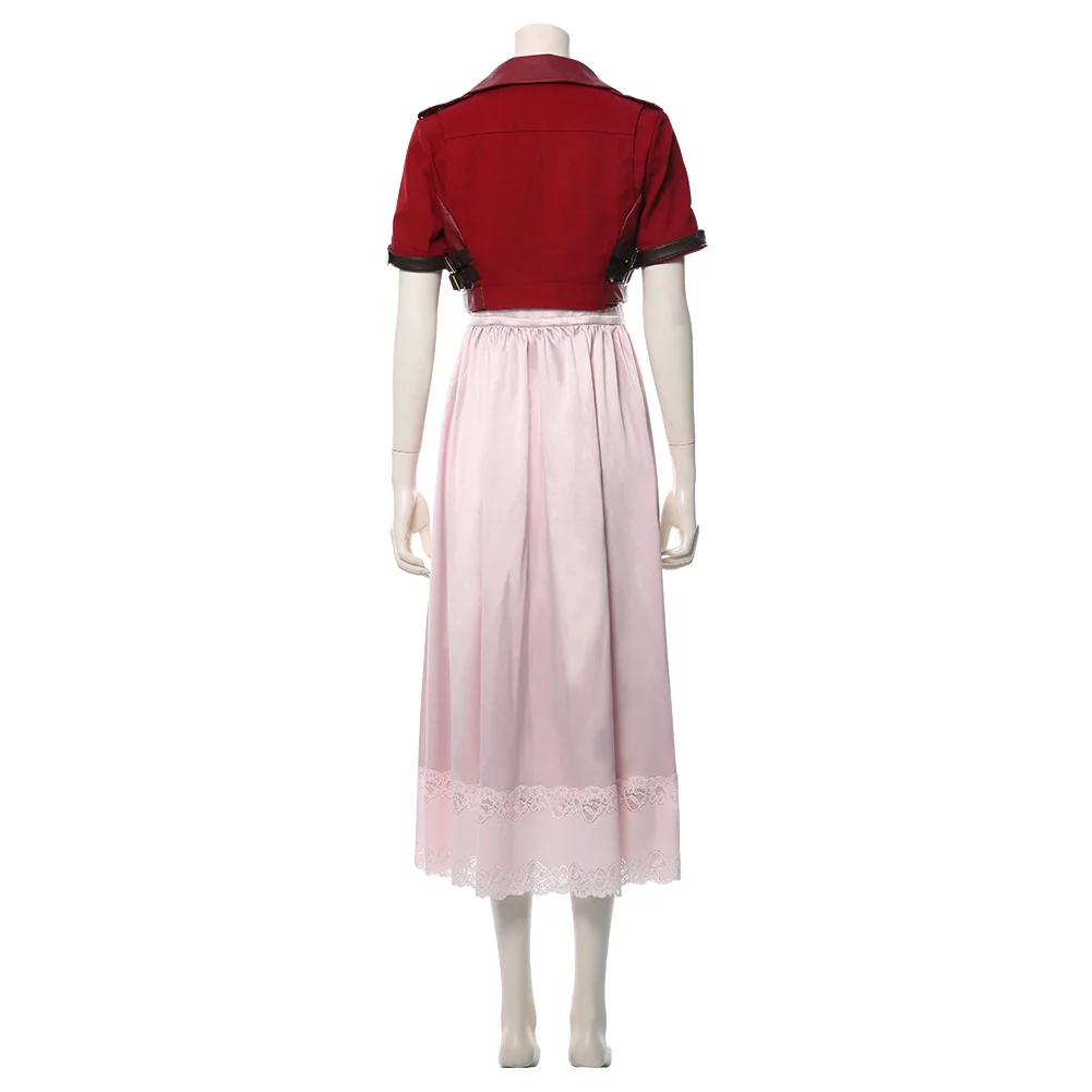 Fantasie Aerith Gainsborough Cosplay Kostüm Erwachsene Frauen Mädchen Kleid Halskette Outfits Halloween Karneval Party Anzug