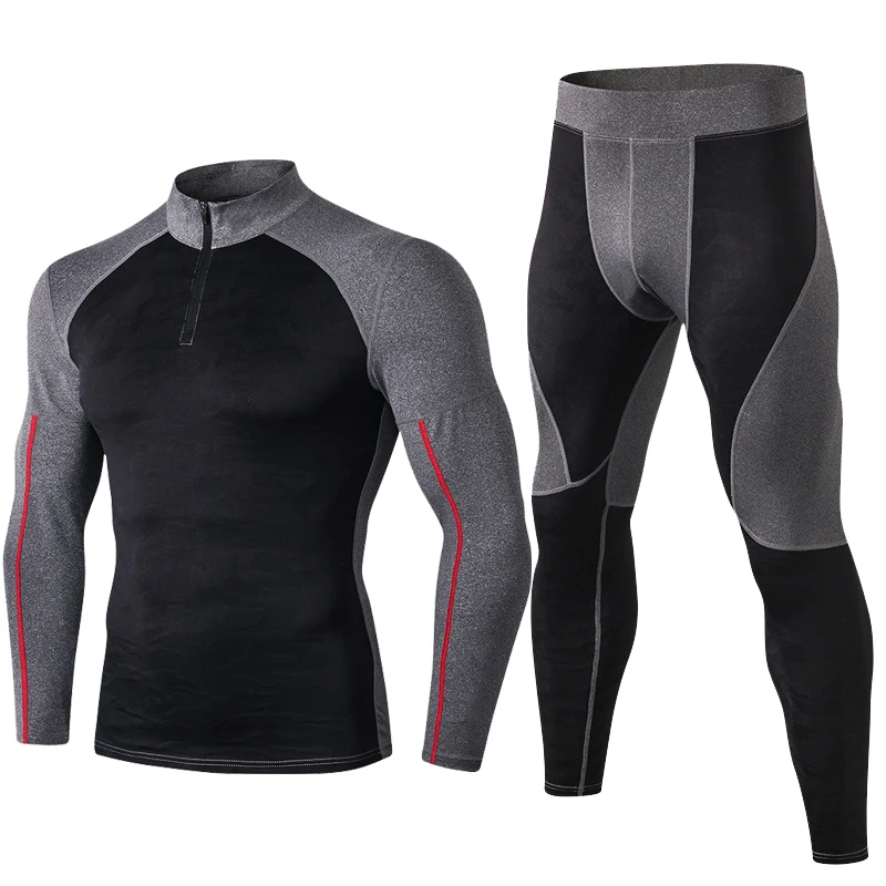 NEW High Collar Winter Mens thermal underwear thermo Long Johns Men Rashgard Shirt Leggings Warm Sport Compression Underwear